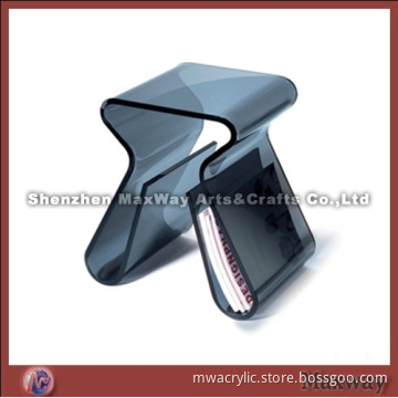 Black acrylic/perspex coffee table with magazine holder